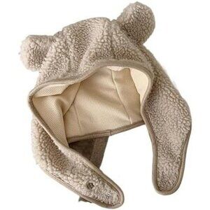 Unisex Beige Bear Safety Hat Magnetic Buckle Ear Projection Cute Outdoor Winter